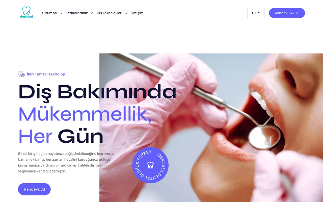 Dentbul Dental Clinic web sitesi önizlemesi — Diş Sağlığı & Turizm