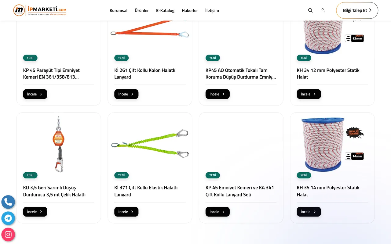 İp Marketi web sitesi önizlemesi — İş Güvenliği E-ticaret